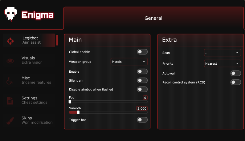 En1gma.tech CS2 legit free cheat | ESP, Aimbot, Triggerbot, Skin Changer, Bhop screenshot