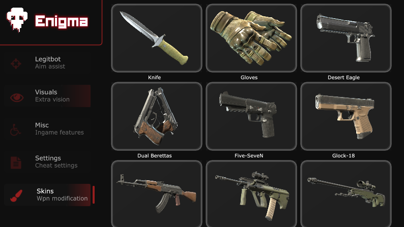En1gma.tech CS2 legit free cheat | ESP, Aimbot, Triggerbot, Skin Changer, Bhop screenshot